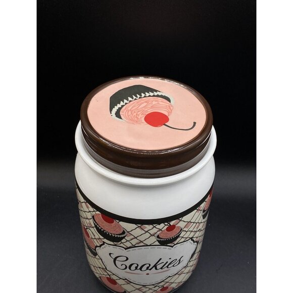 You and Me by Jessie Steele Ceramic Cookie Jar Kitchen Red Cherries “Cookies” - Picture 2 of 15